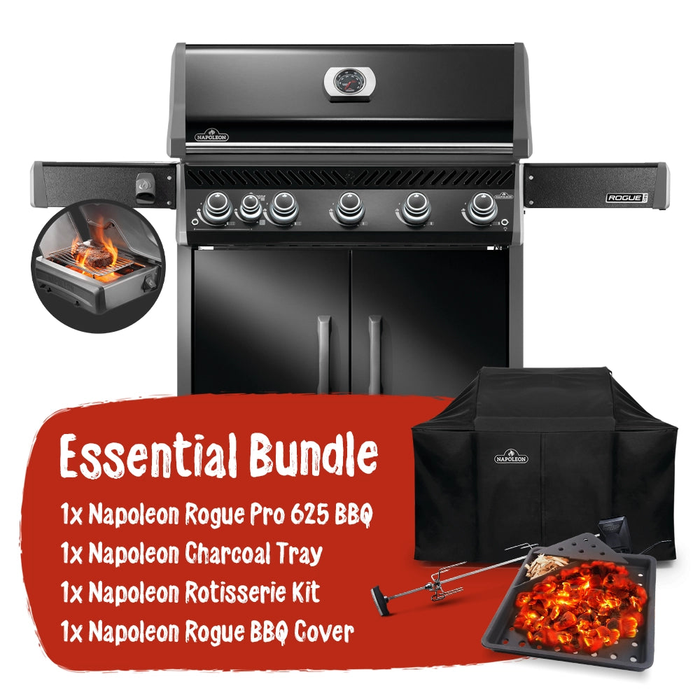Napoleon Rogue Pro 625 Black 5 Burner BBQ Essential Bundle