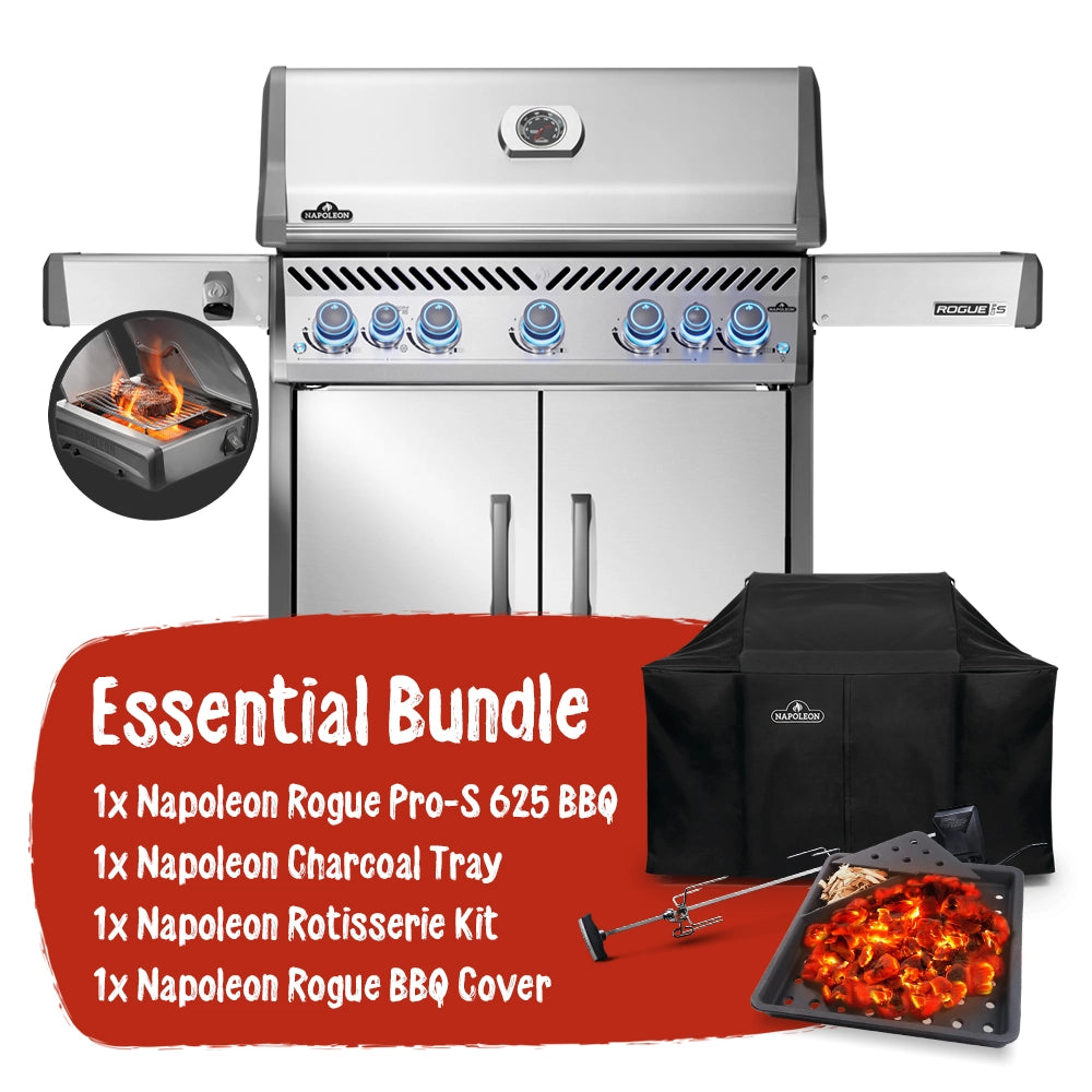 Napoleon Rogue Pro-S 625 Stainless Steel 5 Burner BBQ Essential Bundle