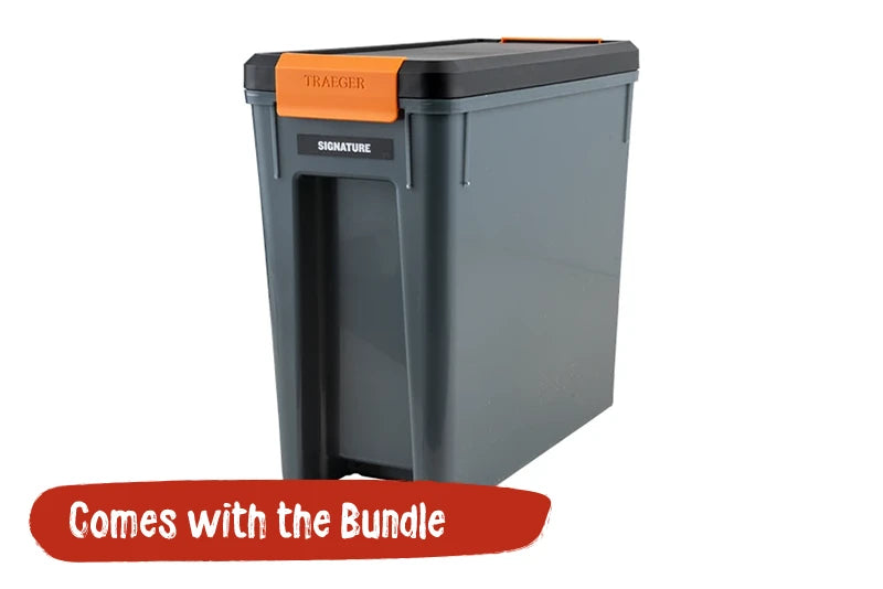 Traeger BAC615 Pellet Storage Bin – Holds 22 Lbs, Stay-Dry Grey Container For 22 Series Grills