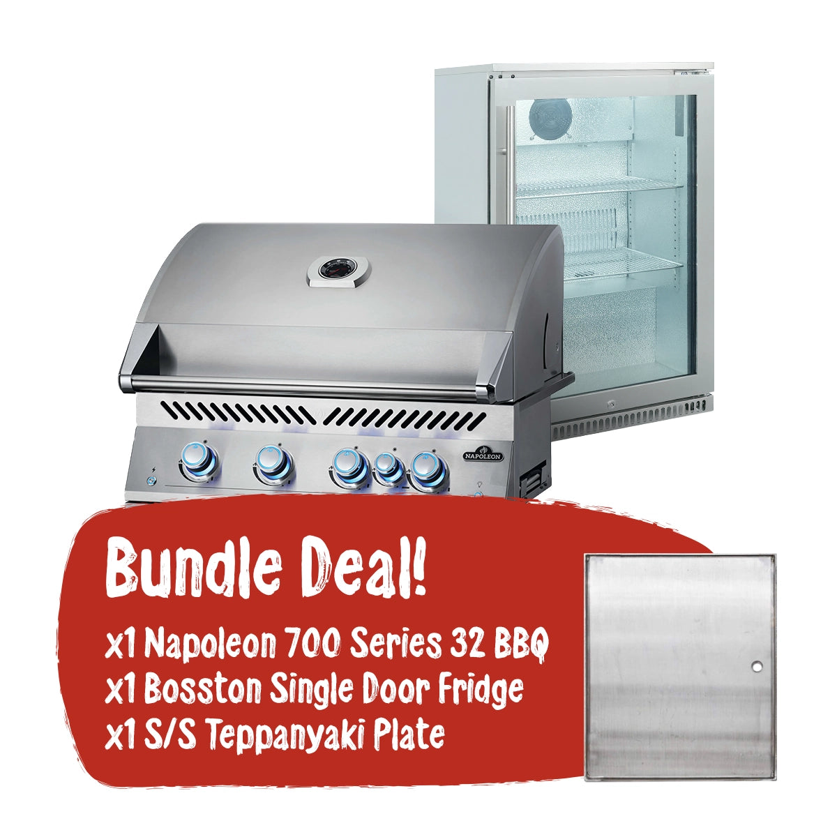 Napoleon 700 Series 32 Inch RBI Built-in and Single Door Fridge Bundle