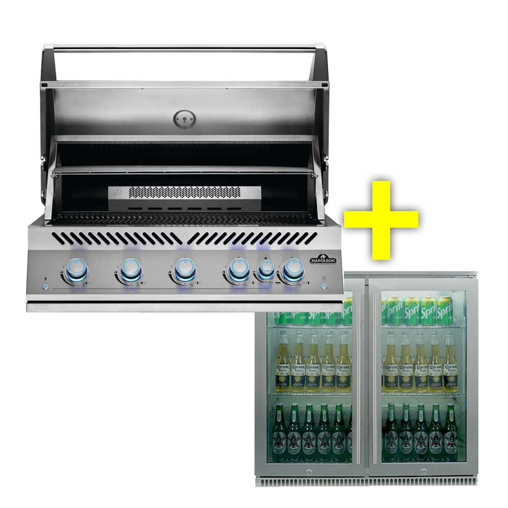 Napoleon 700 Series 38 Inch Built in and Napoleon Double Door Alfresco Outdoor Fridge