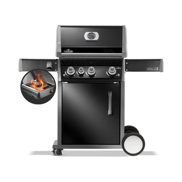Napoleon Rogue Pro 425 Black 3 Burner BBQ with Infrared Sizzle Sideburner