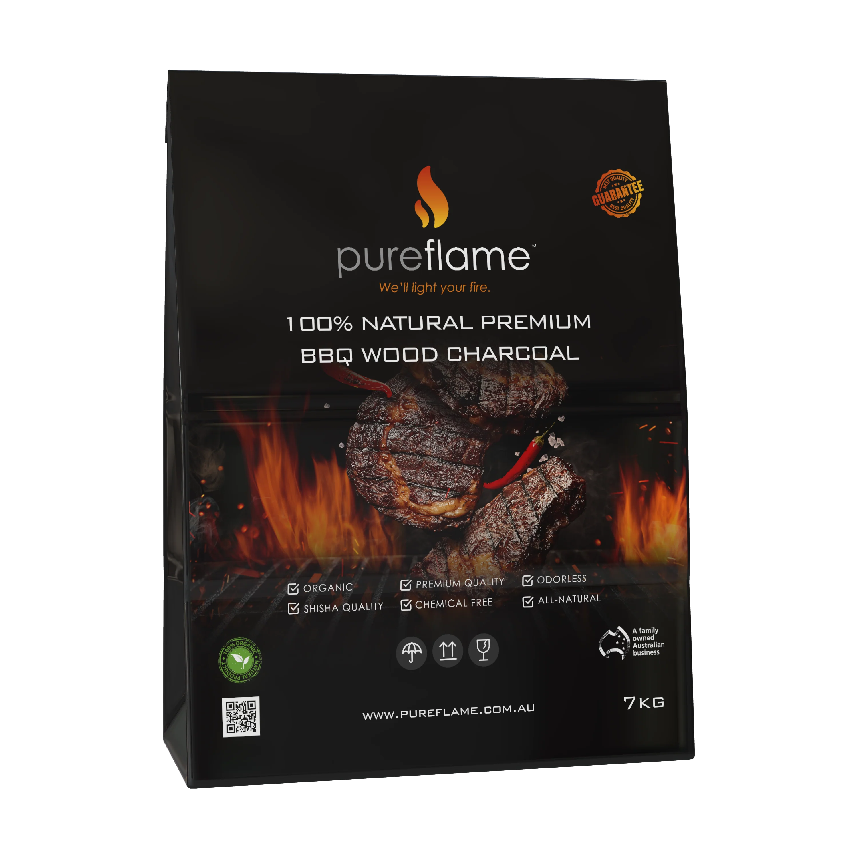 Pure Flame Premium BBQ Charcoal - 7kg Bag