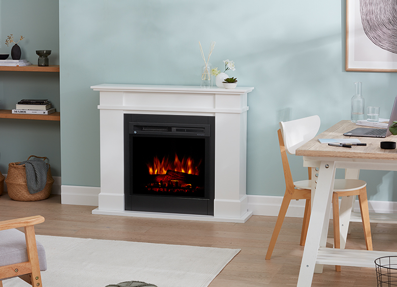 Dimplex 1.5kW Rail White Mantle with LED Firebox