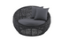 East India Round Daybed 120cm Black Random Weave with Grey Cushion