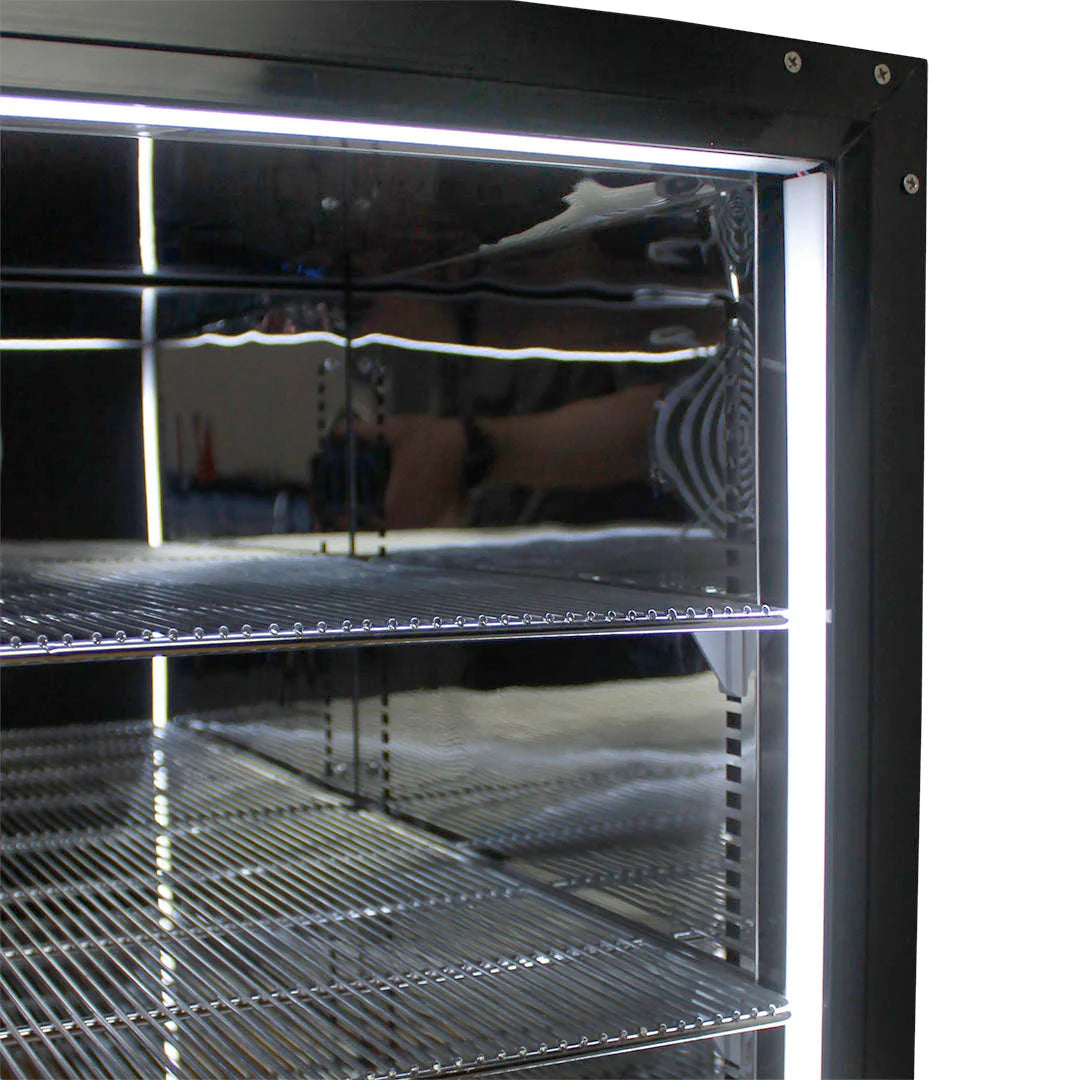 Schmick Black Quiet Front Venting Under Bench Heated Glass Door Bar Fridge - SK146L-B-HD / SK146R-B-HD
