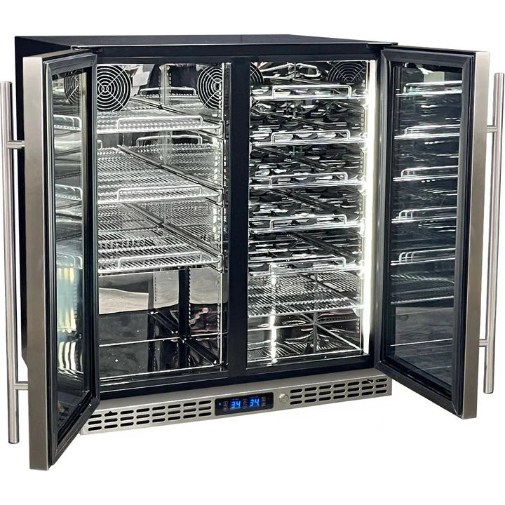 Schmick Under Bench Beer And Wine Dual Zone Stainless Steel Heated Glass Bar Fridge - SK198D-HD