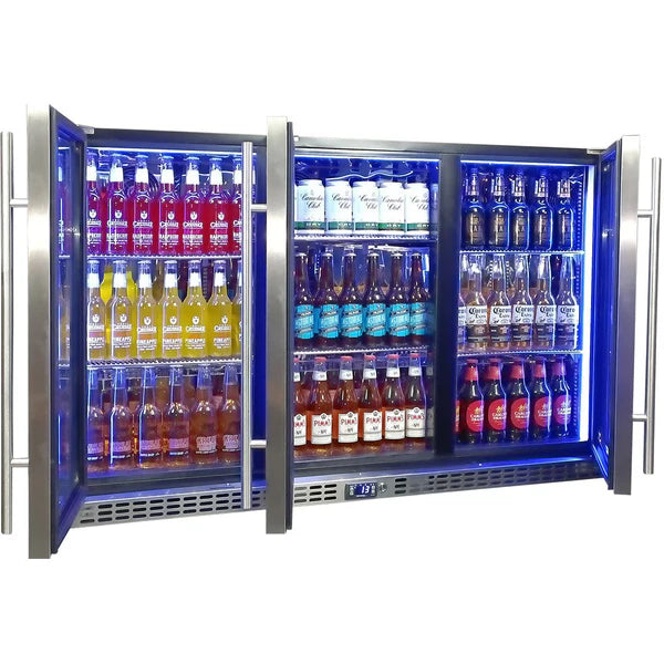 Schmick Quiet Glass 3 Door Stainless Steel Bar Fridge - SK386-SS