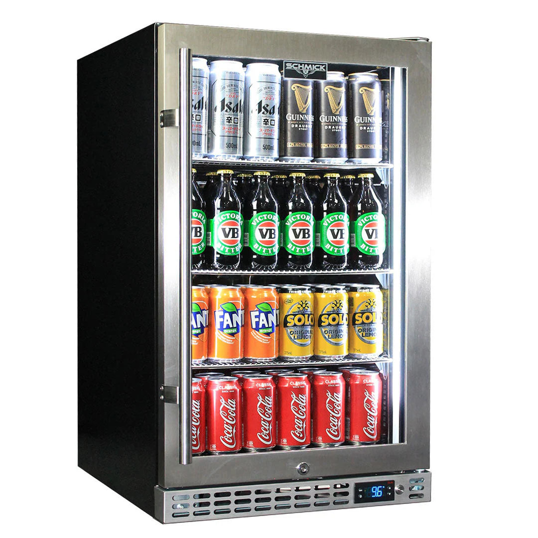 Schmick Quiet Running Front Venting Under Bench Heated Glass Door Bar Fridge Model - SK116L-B-HD / SK116R-B-HD