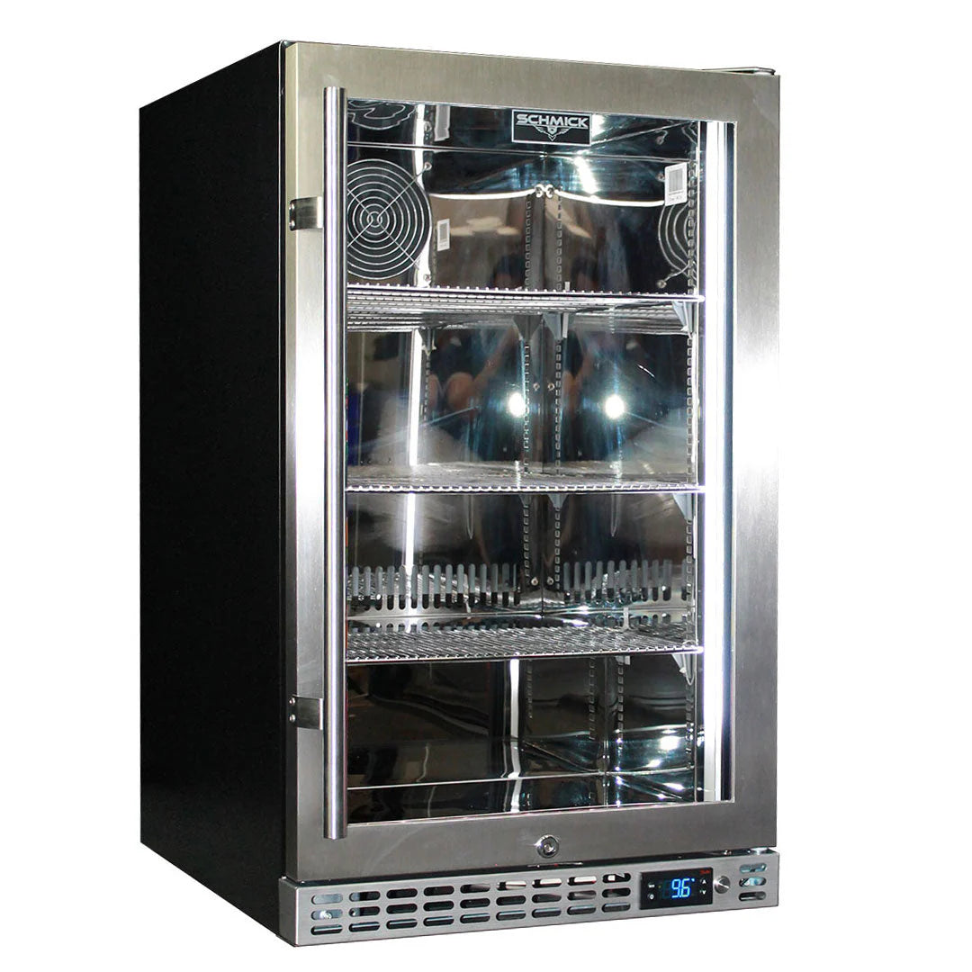 Schmick Quiet Running Front Venting Under Bench Black Glass Door Bar Fridge Heated Glass - SK126R-B-HD / SK126L-B-HD