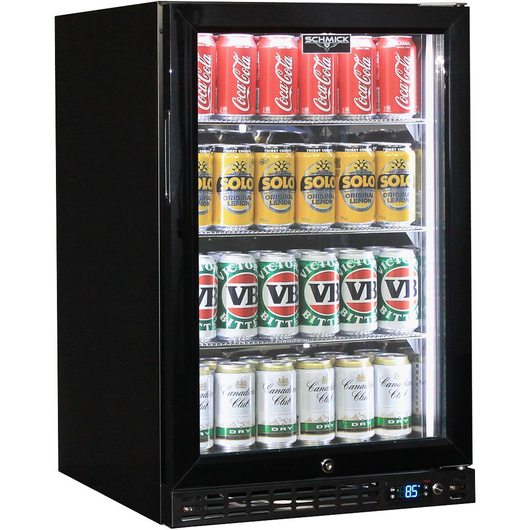 Schmick Quiet Running Front Venting Under Bench Heated Glass Door Bar Fridge Model - SK116L-B-HD / SK116R-B-HD
