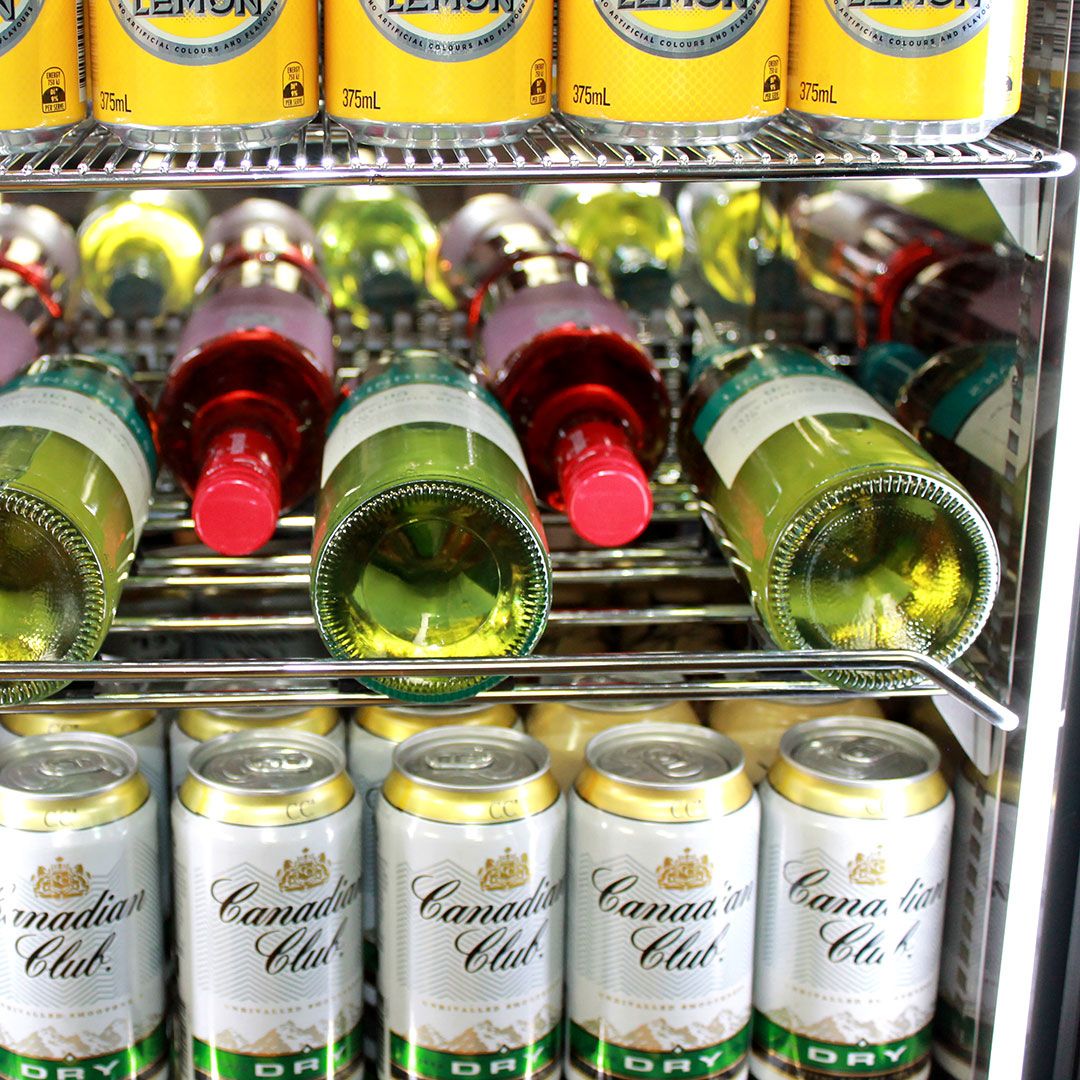 Schmick Quiet Running Front Venting Under Bench Heated Glass Door Bar Fridge Model - SK116L-B-HD / SK116R-B-HD
