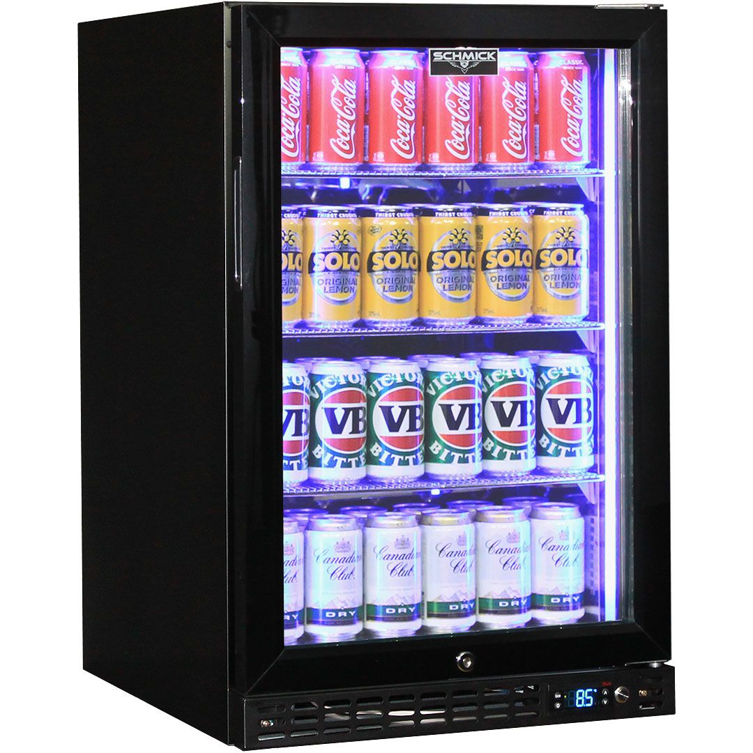 Schmick Quiet Running Front Venting Under Bench Heated Glass Door Bar Fridge Model - SK116L-B-HD / SK116R-B-HD