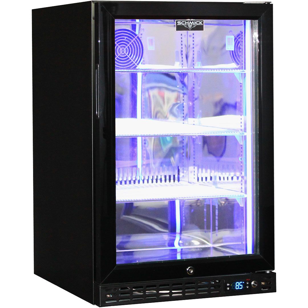 Schmick Quiet Running Front Venting Under Bench Heated Glass Door Bar Fridge Model - SK116L-B-HD / SK116R-B-HD