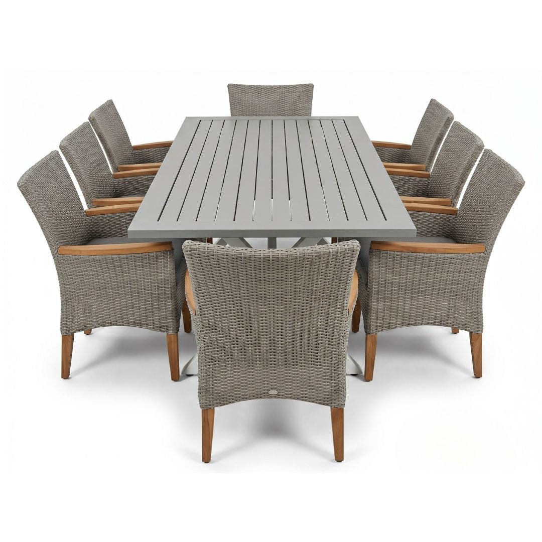 Shelta Bridgeport 220cm 9 Piece Dining Setting with 8 Florence Chairs