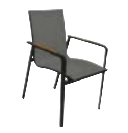 Shelta Diamond Textilene Sling Aluminium Dining Chair with Teak Armrest