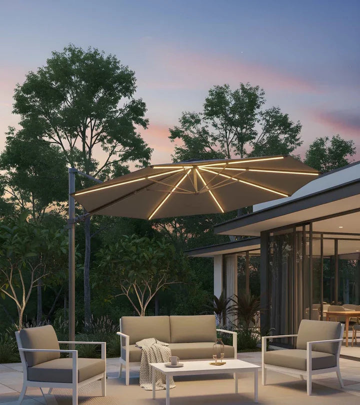 Shelta Emery 330cm Octagonal Cantilever Umbrella with LED Ribs