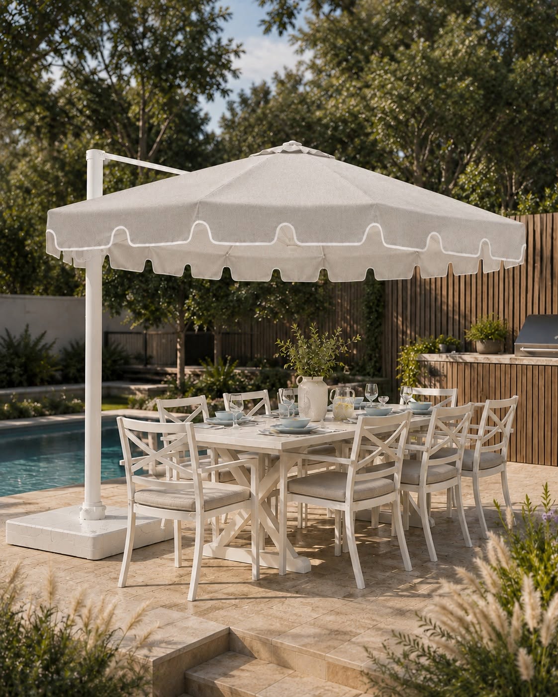 Shelta Montego 380 Octagonal Scalloped Cantilever Umbrella