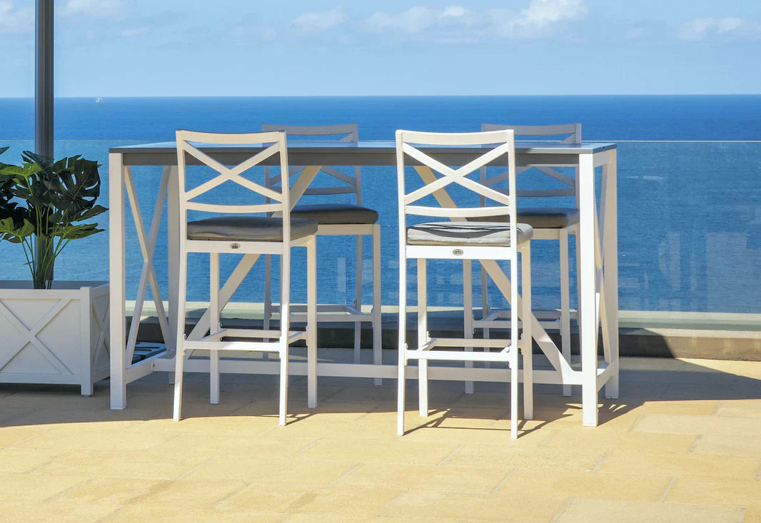 Shelta Bridgeport 7pc Bar Setting - Black Frame Boulder Cushions