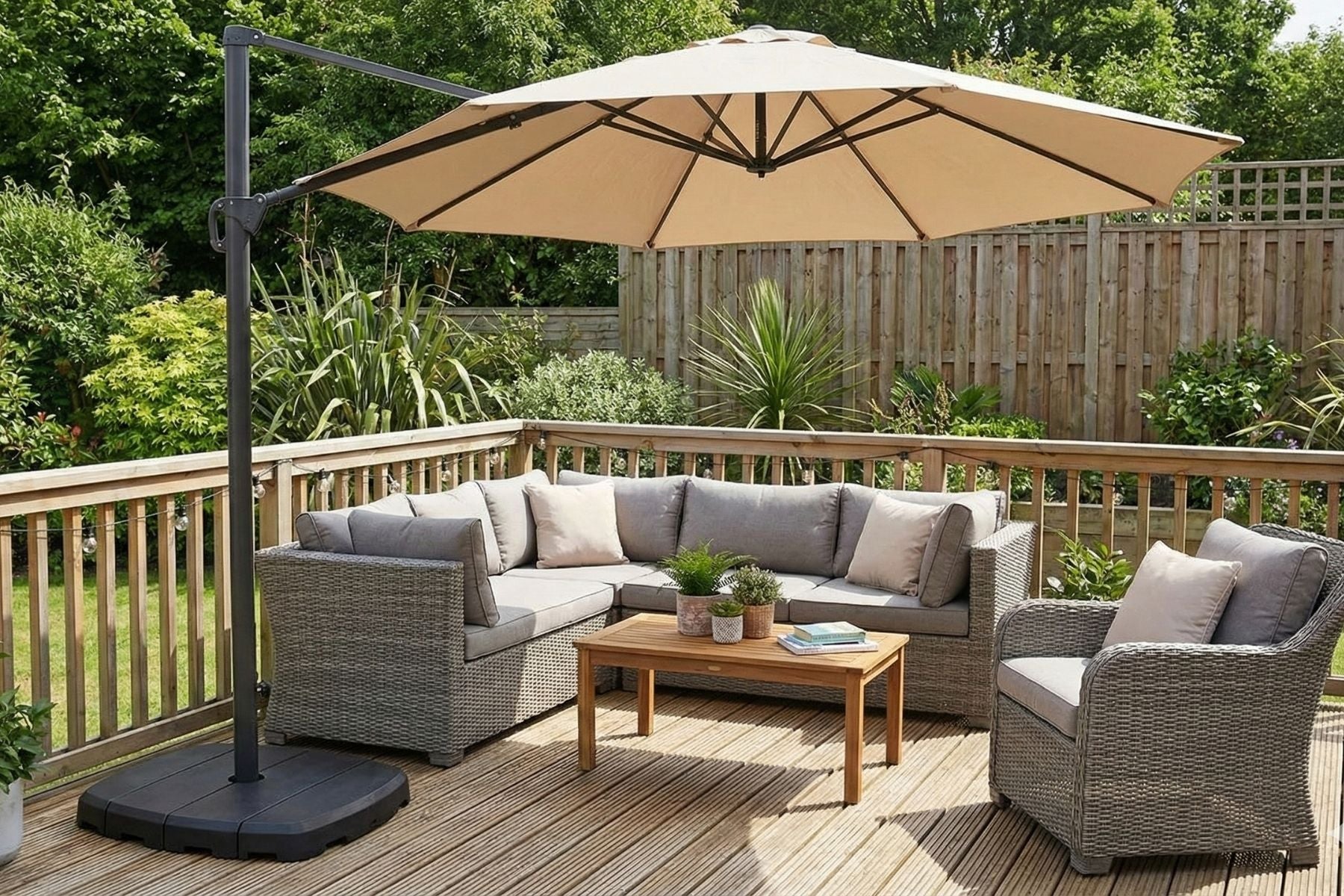eden garden patio umbrellas Shelta Eden 300cm Sandstone Texture Octagonal Cantilever Umbrella with – Joe's BBQs
