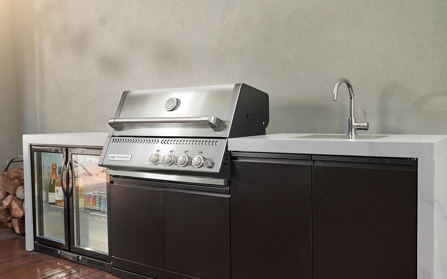 Crossray Premium Xplor White Outdoor Kitchen with 4 Burner BBQ