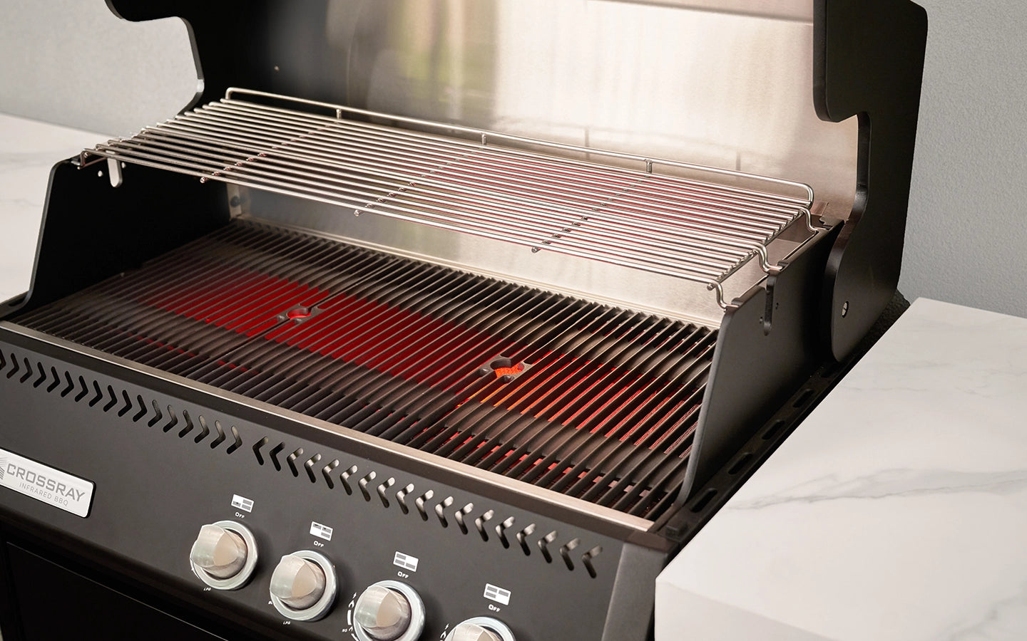 Crossray Xplor Outdoor Kitchen 4 Burner BBQ Single Fridge Sink & Double Side Cabinets