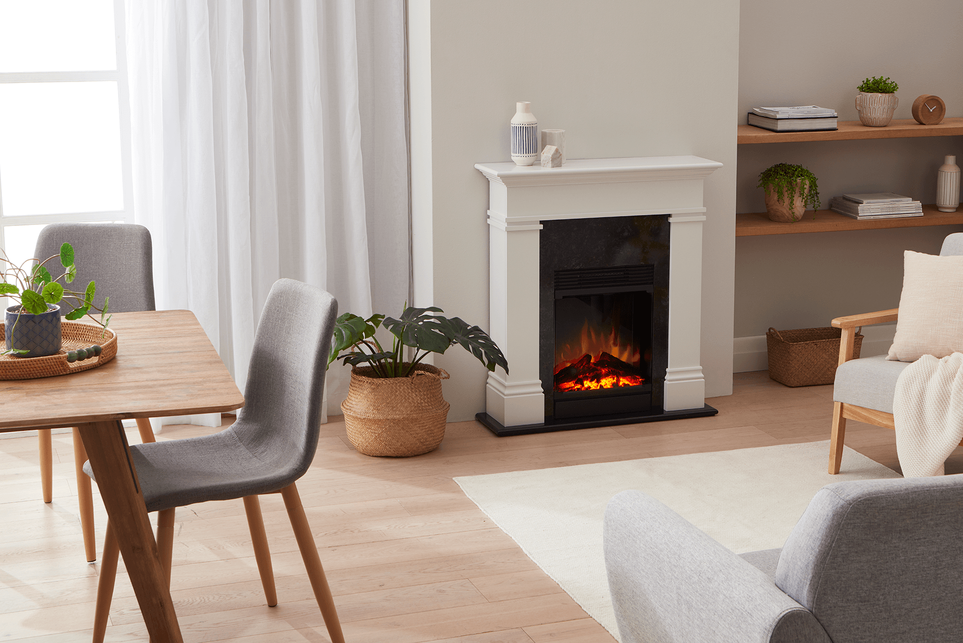 Dimplex 1.5kW Taylor Mini Suite with LED Firebox and White Finish