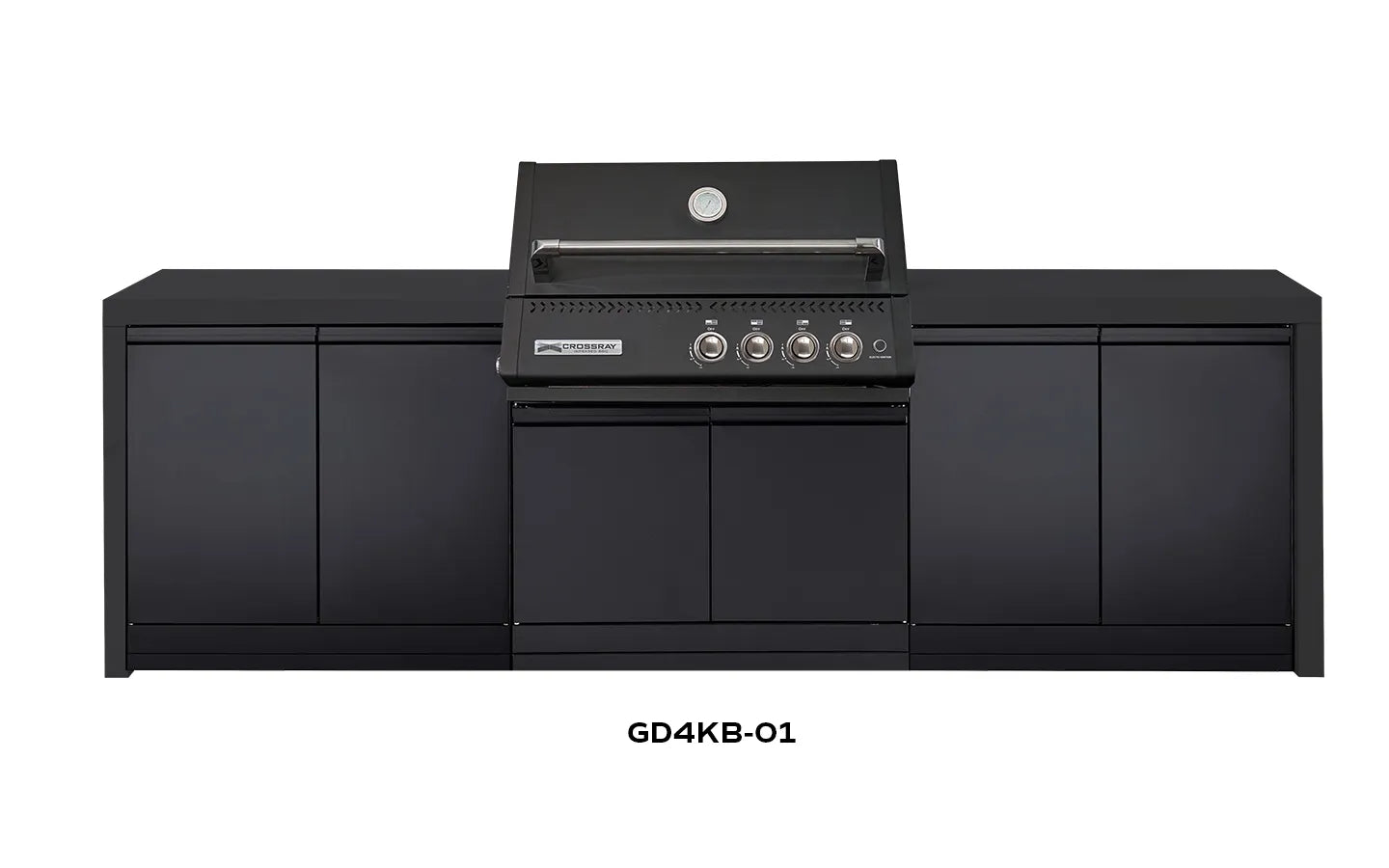 Crossray Premium Xplor Black Outdoor Kitchen with Black 4 Burner BBQ