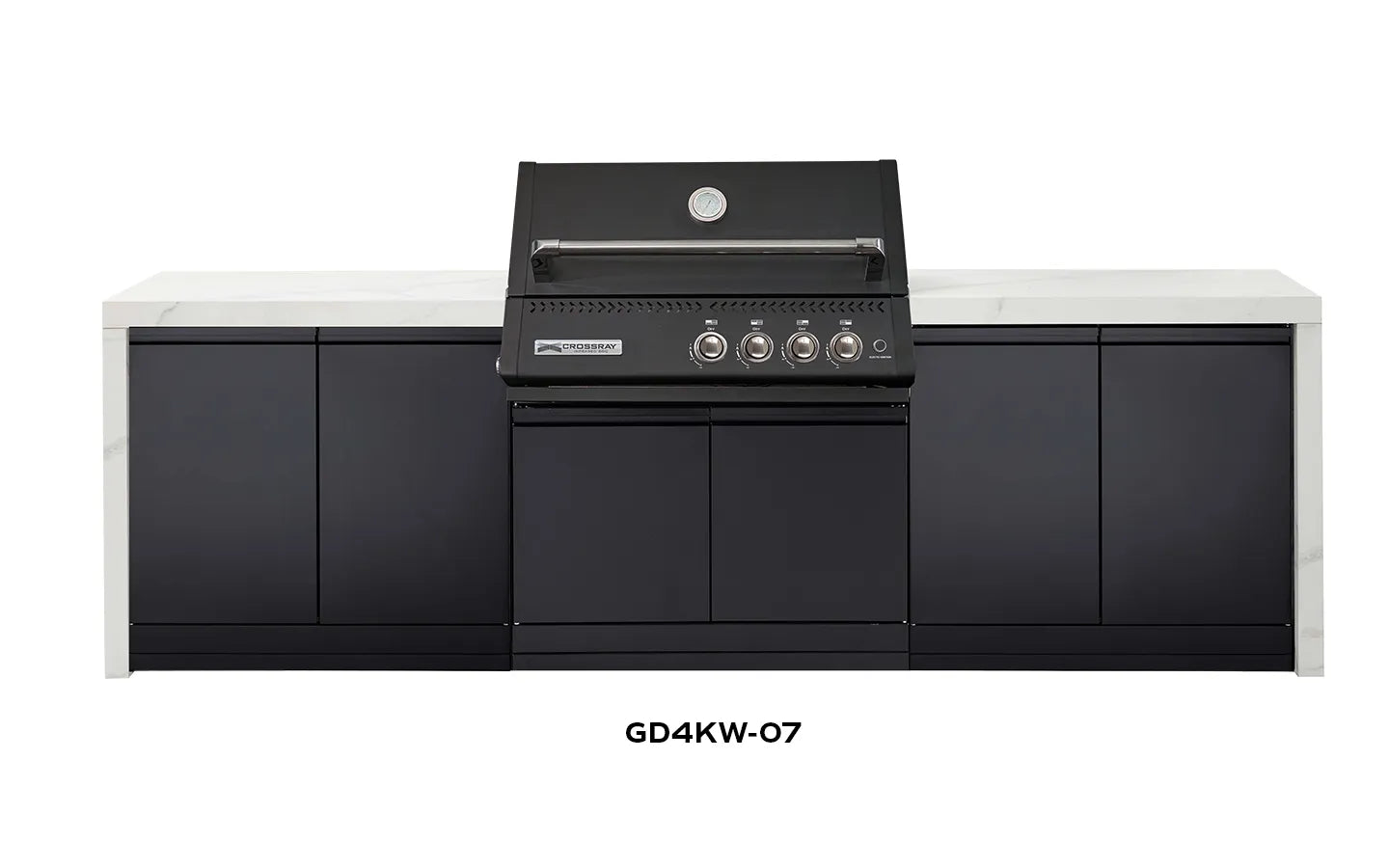 Crossray Premium Xplor White Outdoor Kitchen with Black 4 Burner BBQ