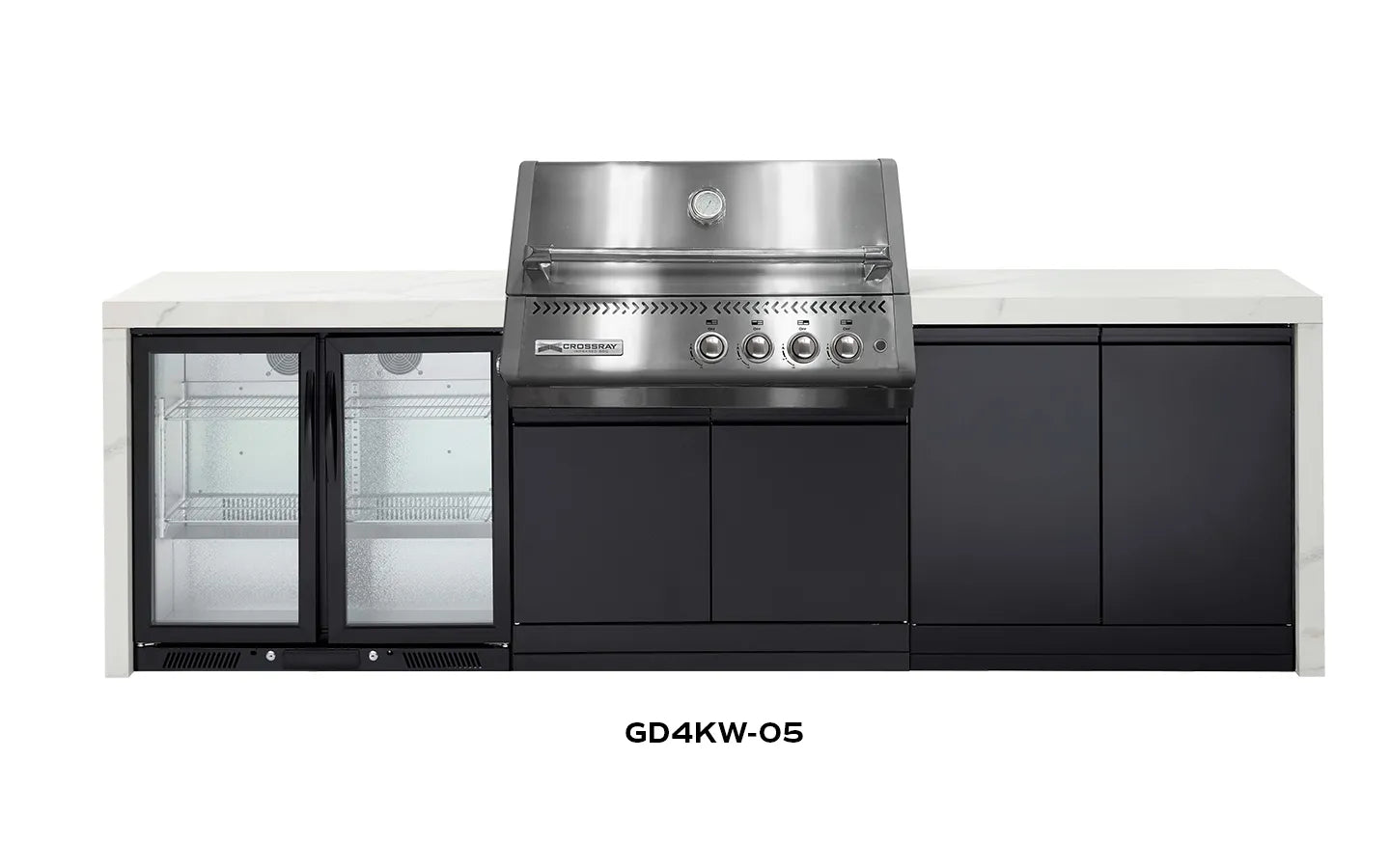 Crossray Premium Xplor White Outdoor Kitchen with 4 Burner BBQ