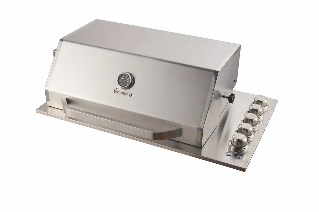 Bossworx 4 Burner Stainless Steel Drop-In BBQ & 180L Dual Zone Alfresco Fridge Bundle