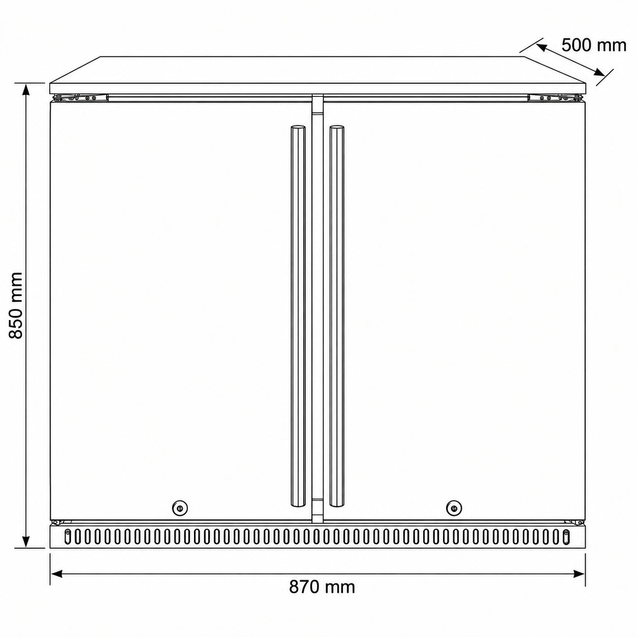 Bossworx 190L Solid Stainless Steel Double Door Alfresco Fridge