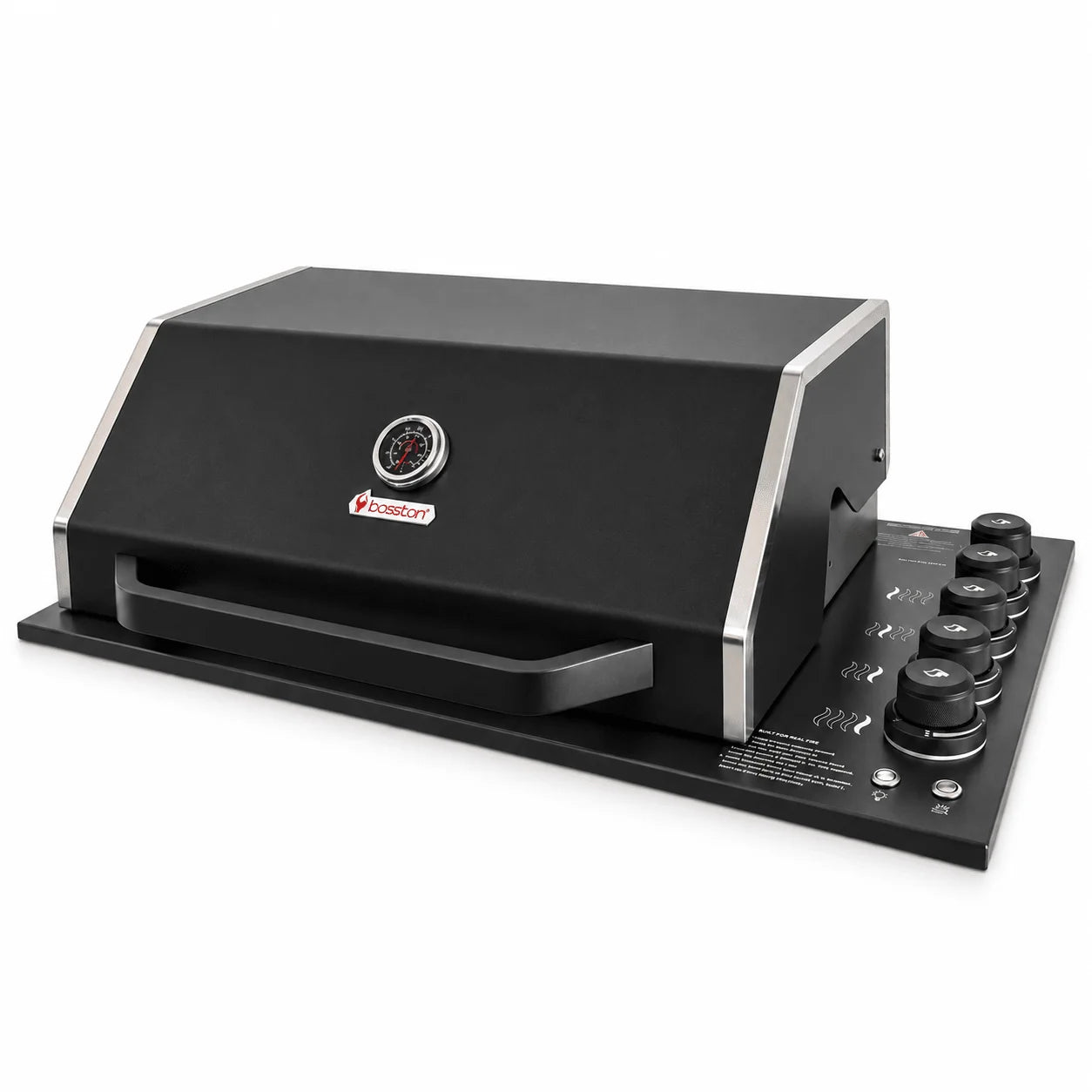 Bossworx Black Stainless Steel 4 Burner Drop In BBQ with Rear Burner