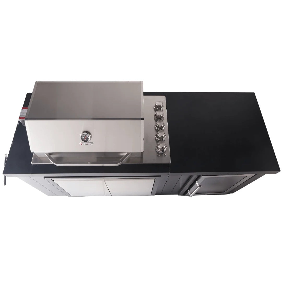 Bossworx Outdoor Kitchen with Stainless Steel 4 Burner BBQ & Fridge