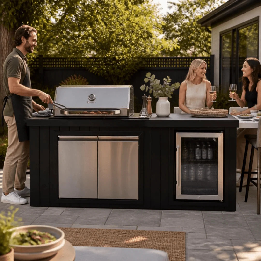 Bossworx Outdoor Kitchen with Stainless Steel 4 Burner BBQ & Fridge