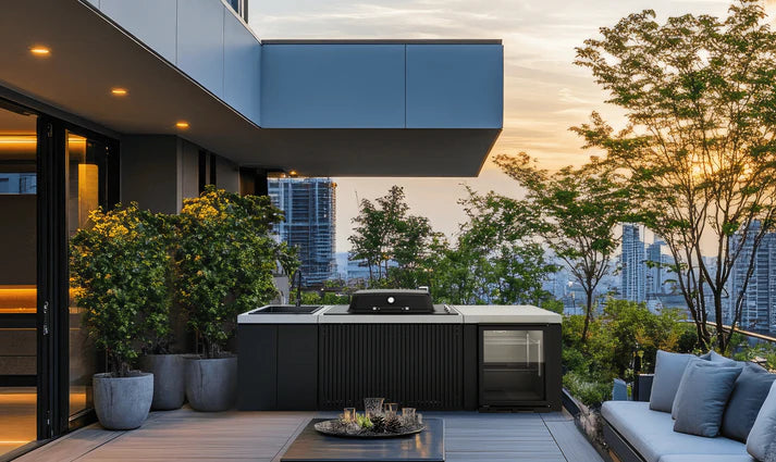 Everdure Seabreeze 3 Burner BBQ Black Modular Outdoor Kitchen with Sink & Beverage Cooler