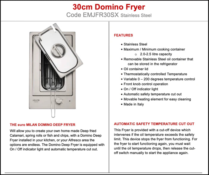 Clearance - Euro Domino Fryer 30cm - EMJFR30SX