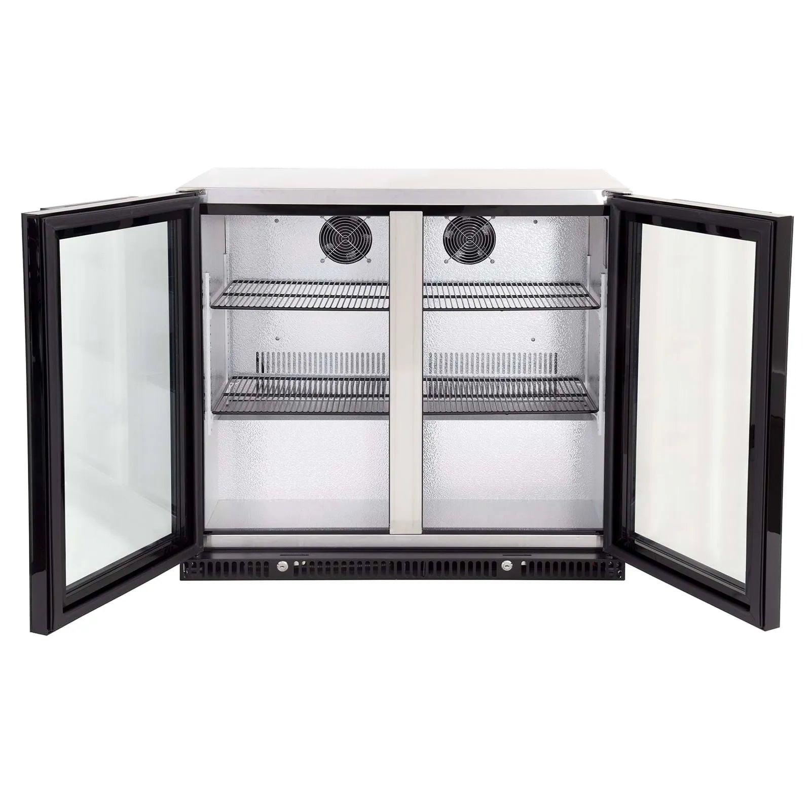 Double glass online door bar fridge